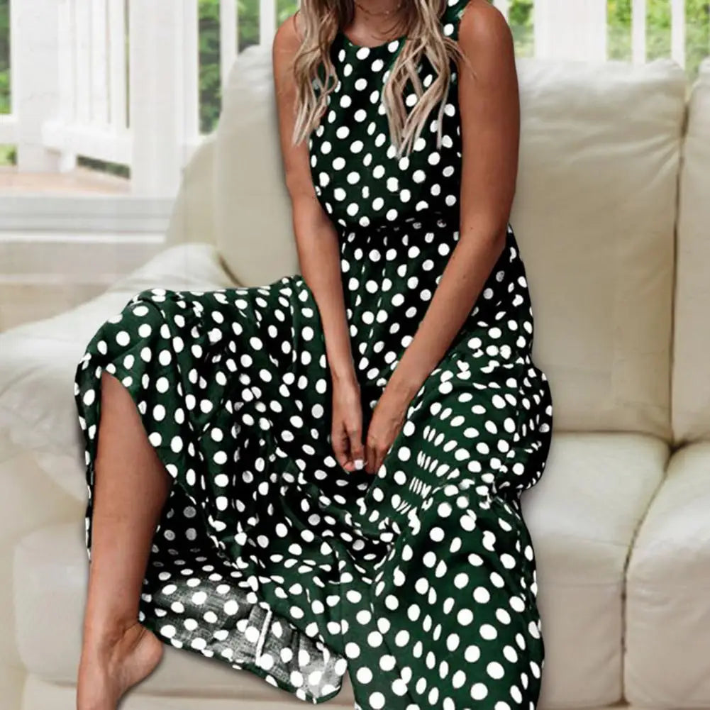 Ivy Women's Summer Dress | Polka Dot Pattern, Sleeveless Casual Style 2
