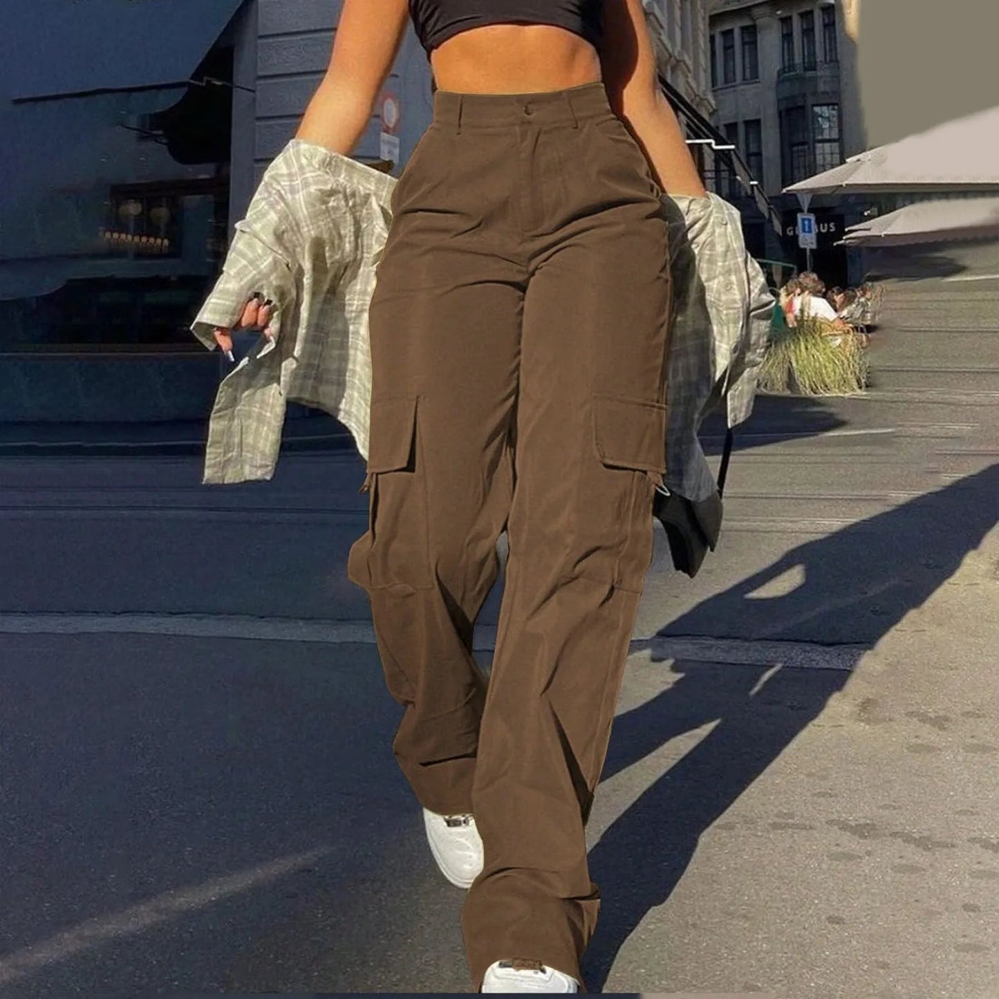 Jade Women's Cargo Trousers | High-Waist, Relaxed Fit 0