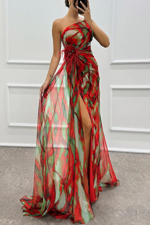 Jade Women's Maxi Dress | One Shoulder Design, Elegant Slit 3
