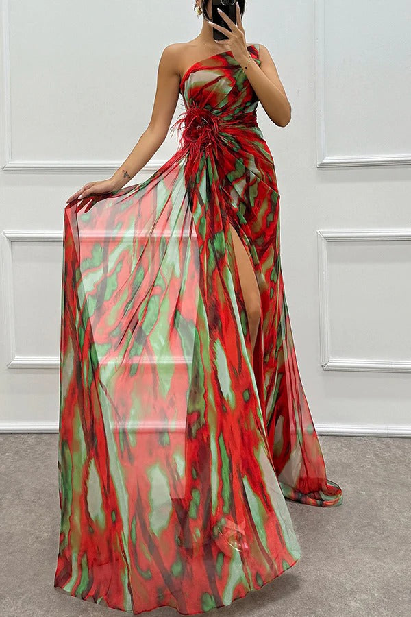 Jade Women's Maxi Dress | One Shoulder Design, Elegant Slit 5