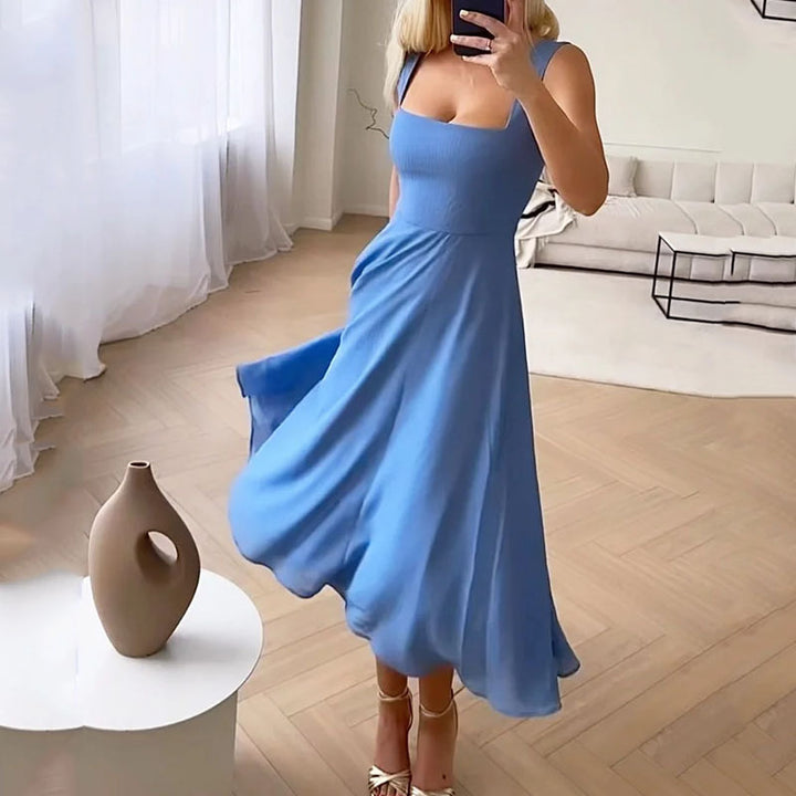 Jade Women's Midi Dress | Square Neck, Elegant Cocktail Dress 2