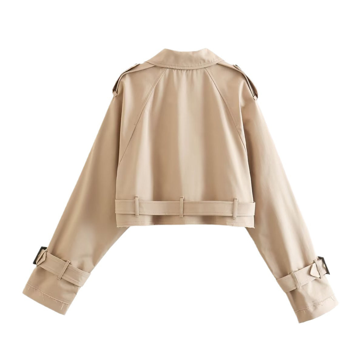 Jade Women's Short Trench Coat | Cropped Double-Breasted Design, Tailored Elegance 2