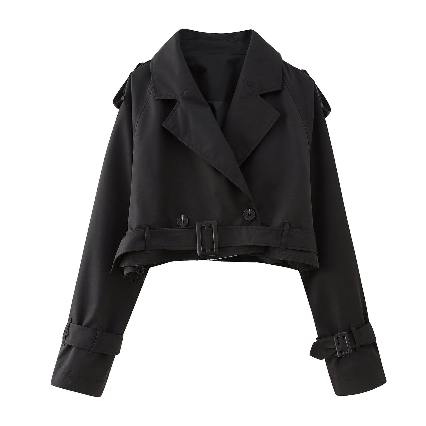 Jade Women's Short Trench Coat | Cropped Double-Breasted Design, Tailored Elegance 3