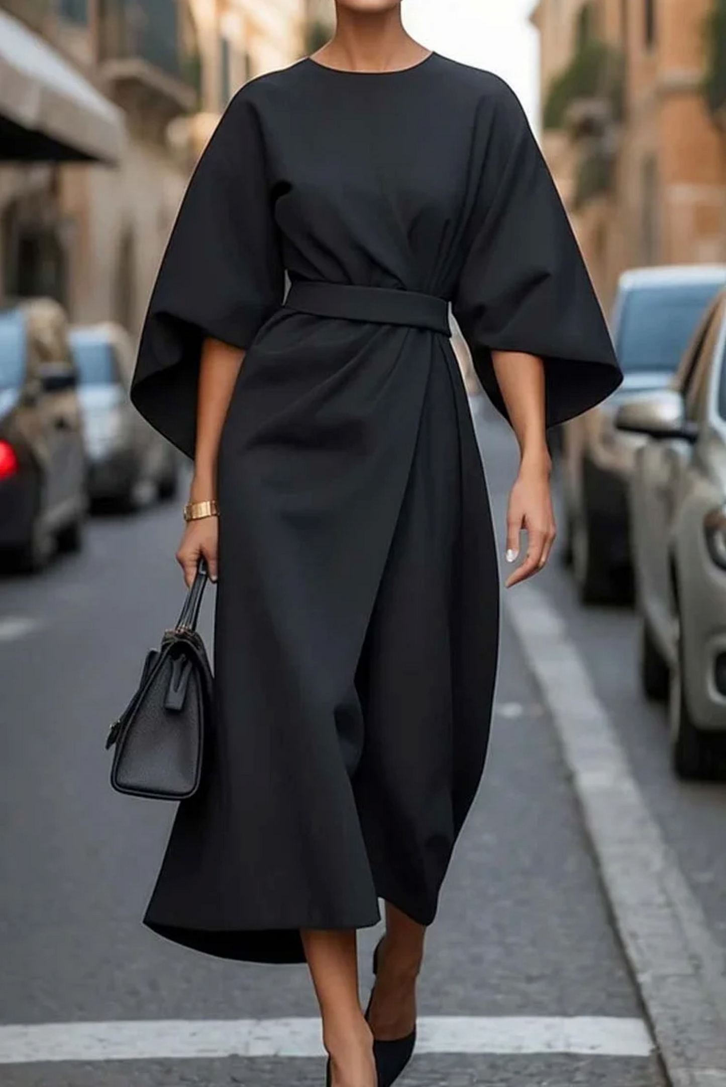 Jasmine Women's Formal Dress | Lantern Sleeves, Belted Silhouette 1