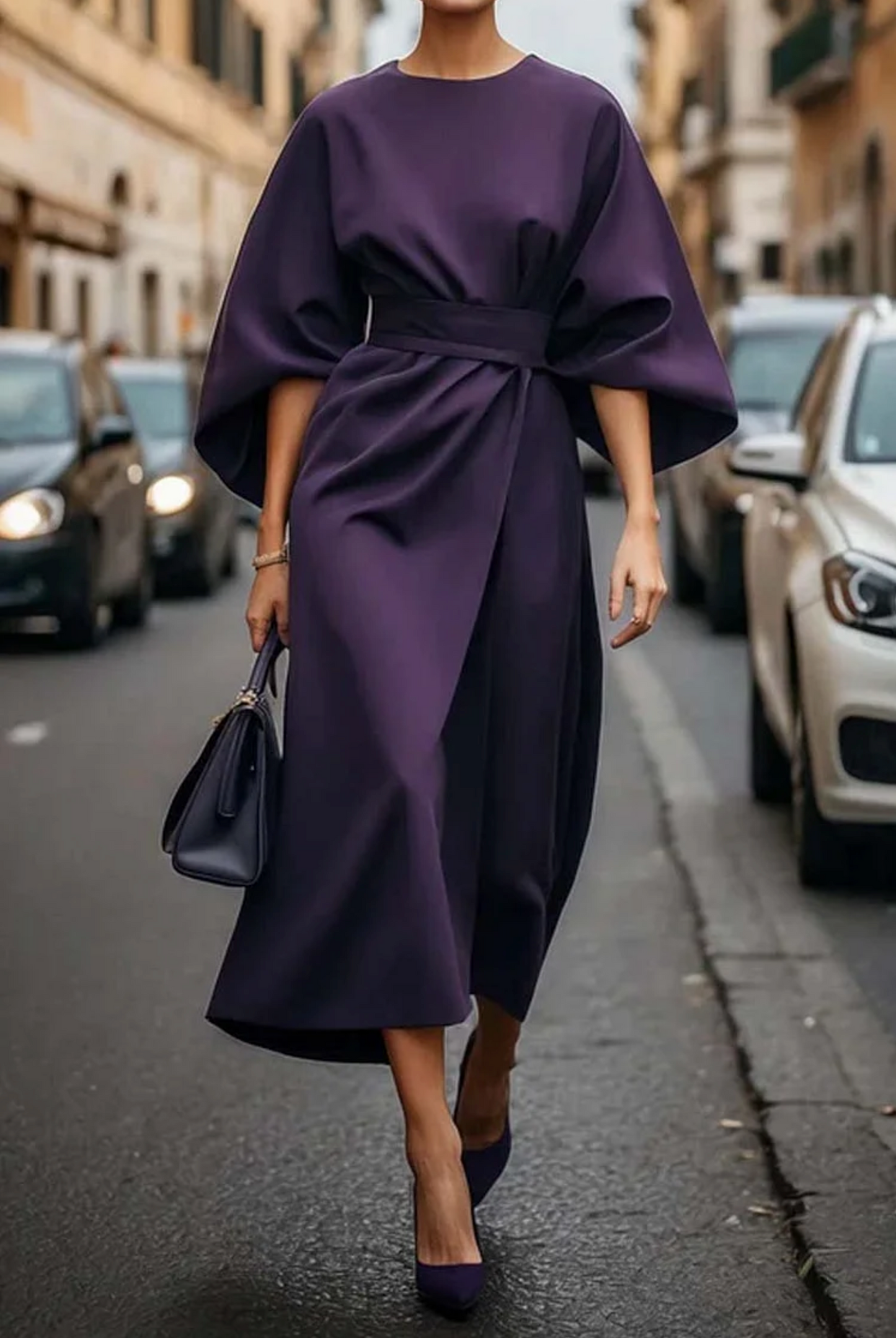 Jasmine Women's Formal Dress | Lantern Sleeves, Belted Silhouette 2