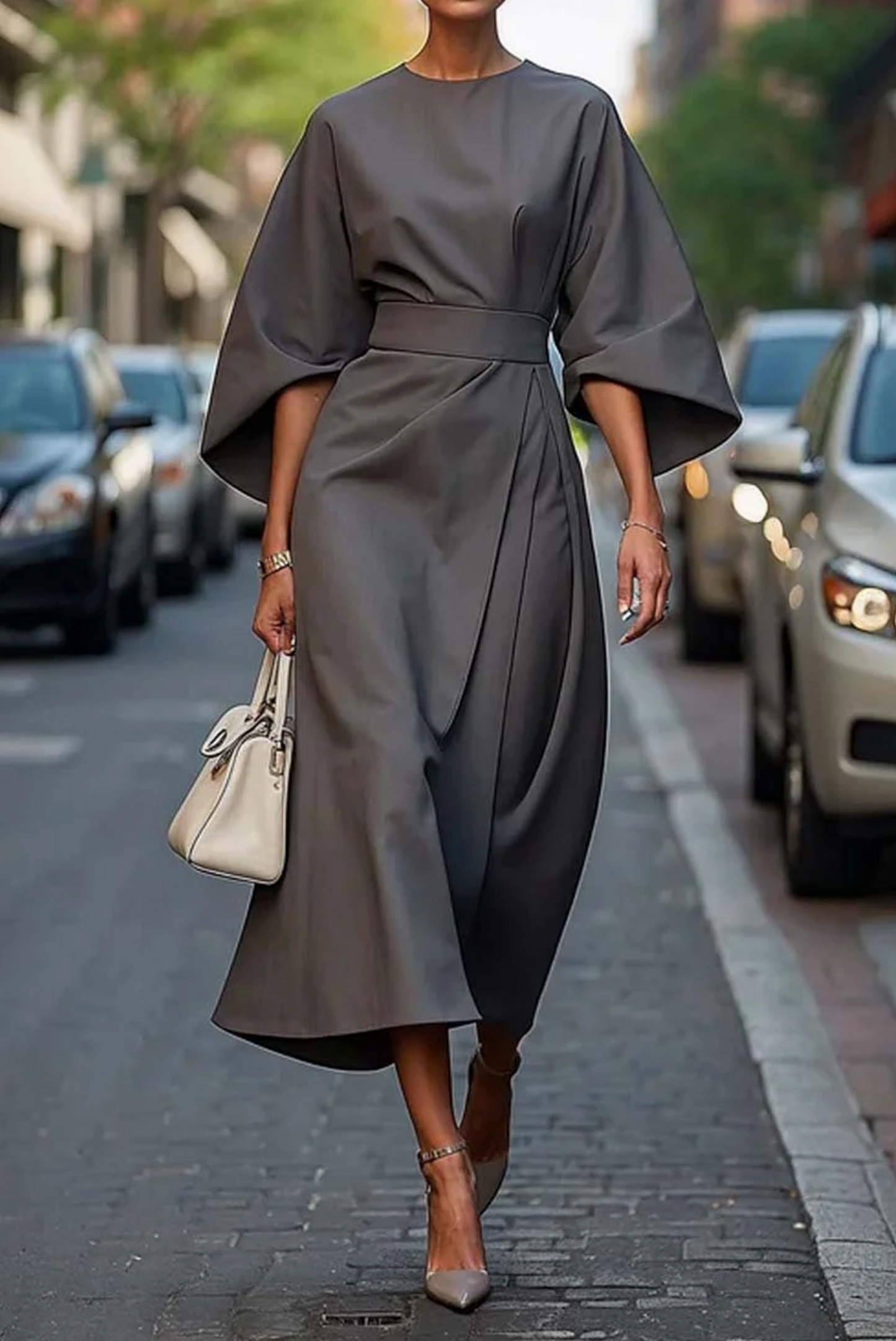 Jasmine Women's Formal Dress | Lantern Sleeves, Belted Silhouette 5