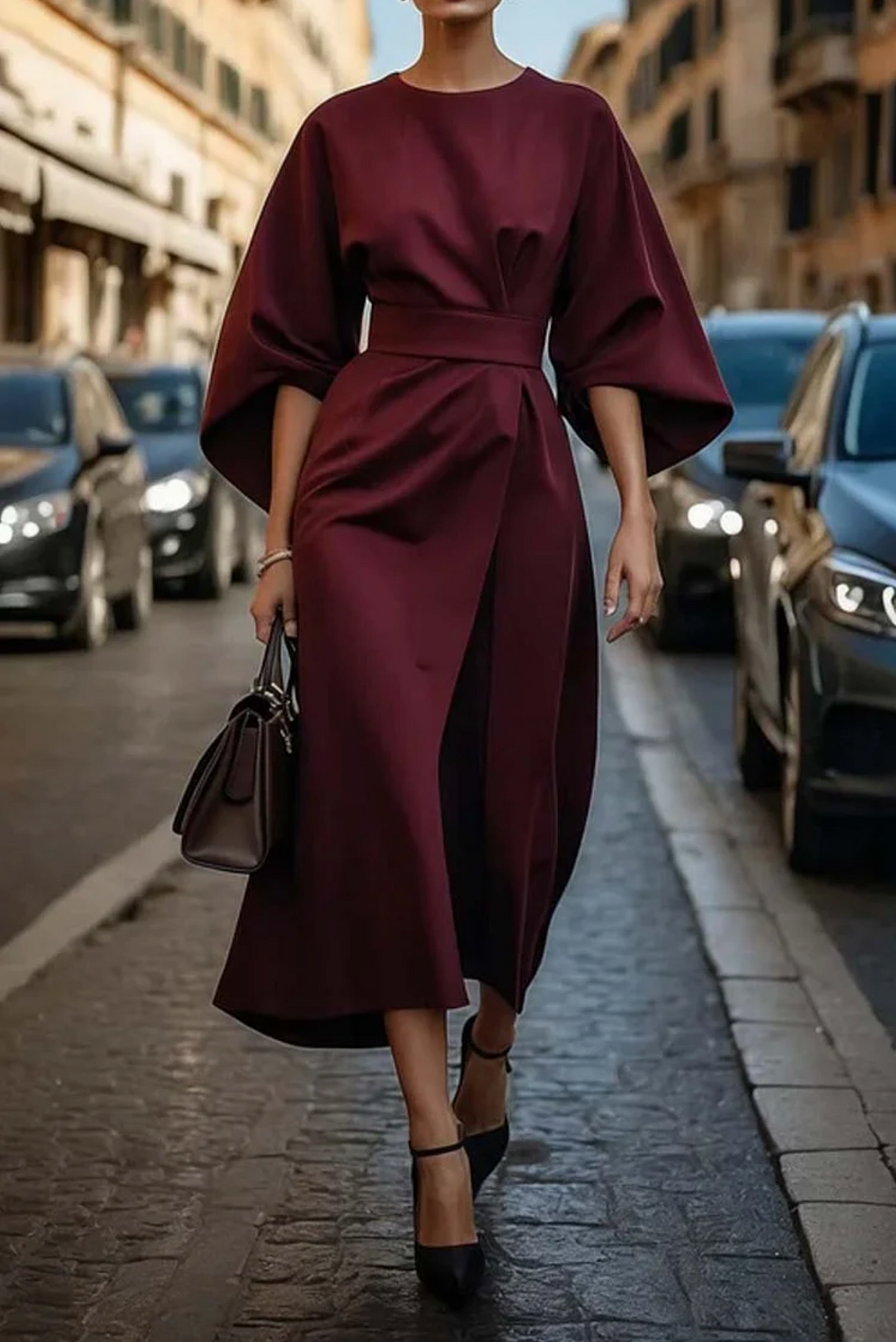 Jasmine Women's Formal Dress | Lantern Sleeves, Belted Silhouette 6