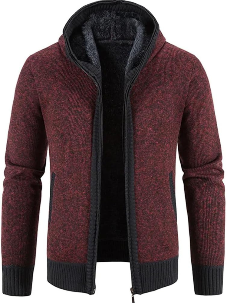 Jasper Men's Zip Up Cardigan | Warm Knit with Hood, Timeless Stripe Design 10