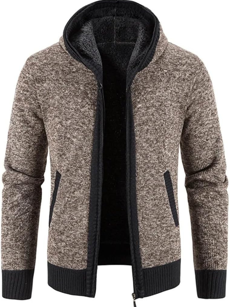 Jasper Men's Zip Up Cardigan | Warm Knit with Hood, Timeless Stripe Design 12