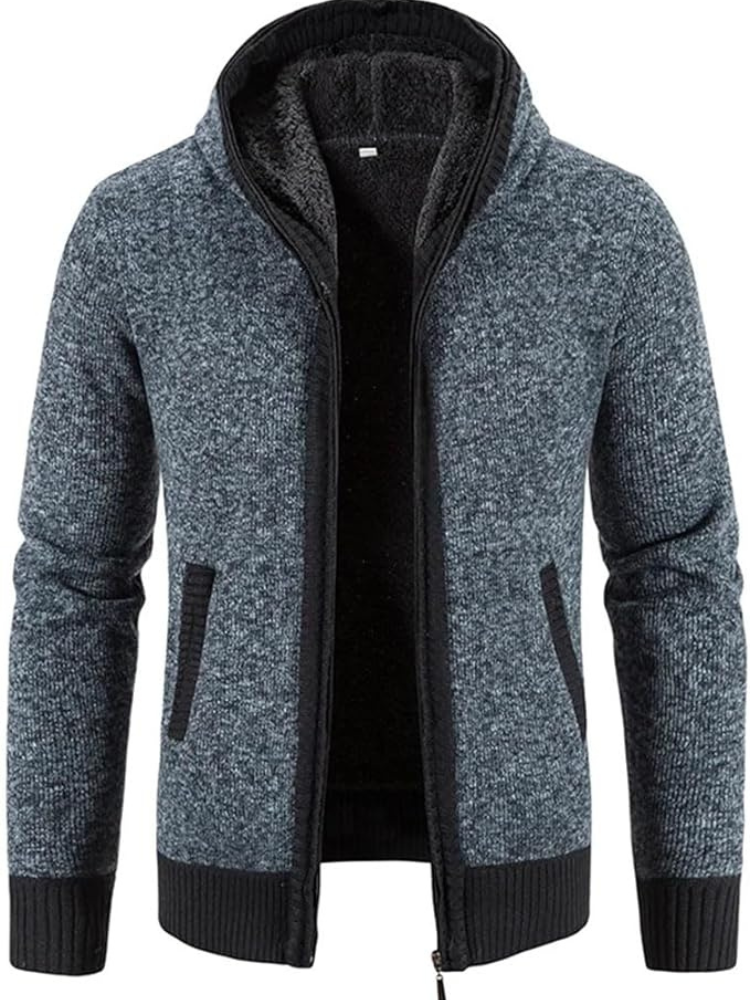 Jasper Men's Zip Up Cardigan | Warm Knit with Hood, Timeless Stripe Design 5