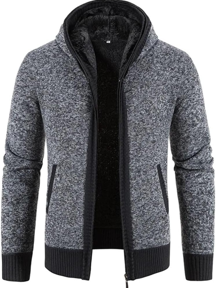 Jasper Men's Zip Up Cardigan | Warm Knit with Hood, Timeless Stripe Design 6