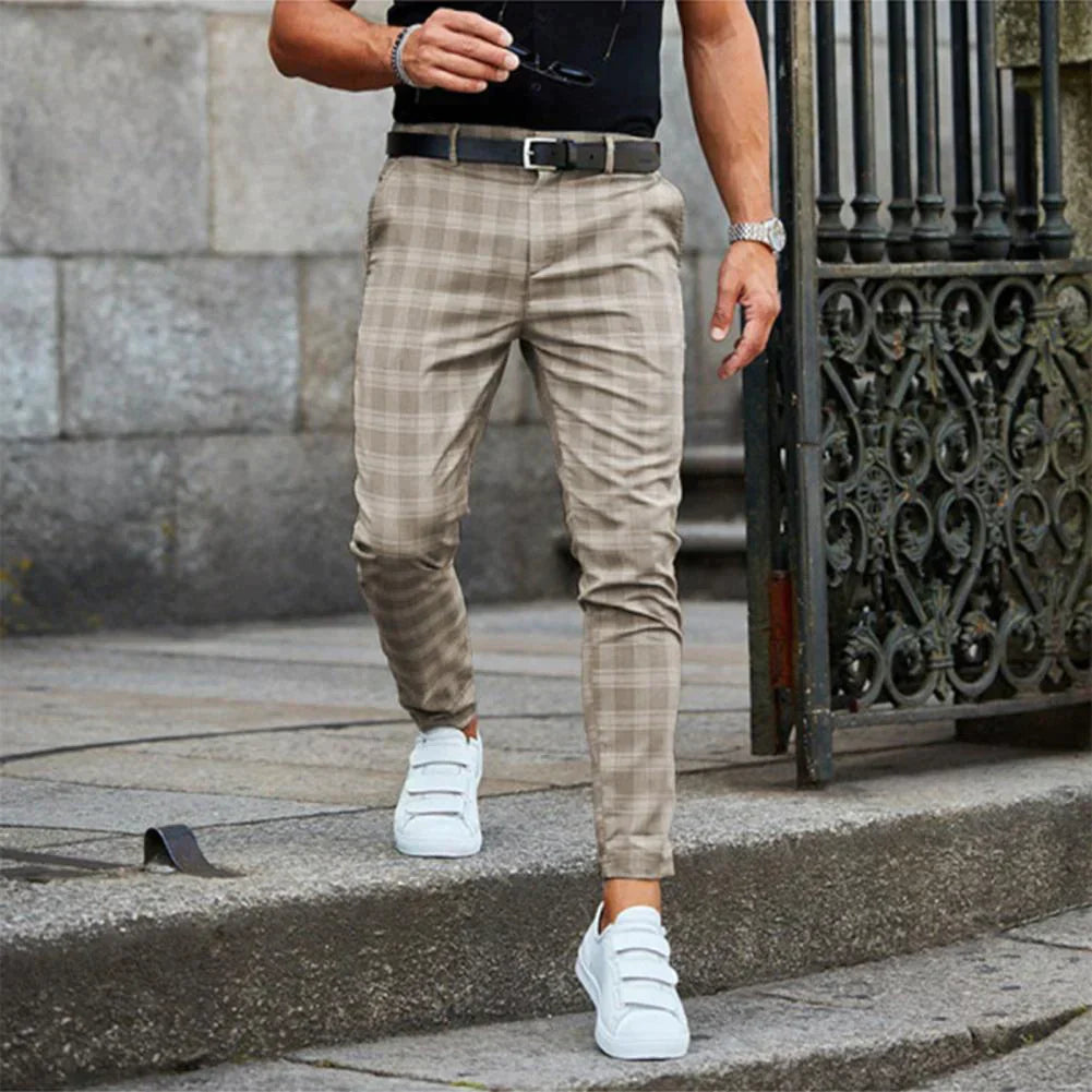Jaxon Men's Slim Fit Trousers | Fashionable Check Pattern, Versatile Style 0