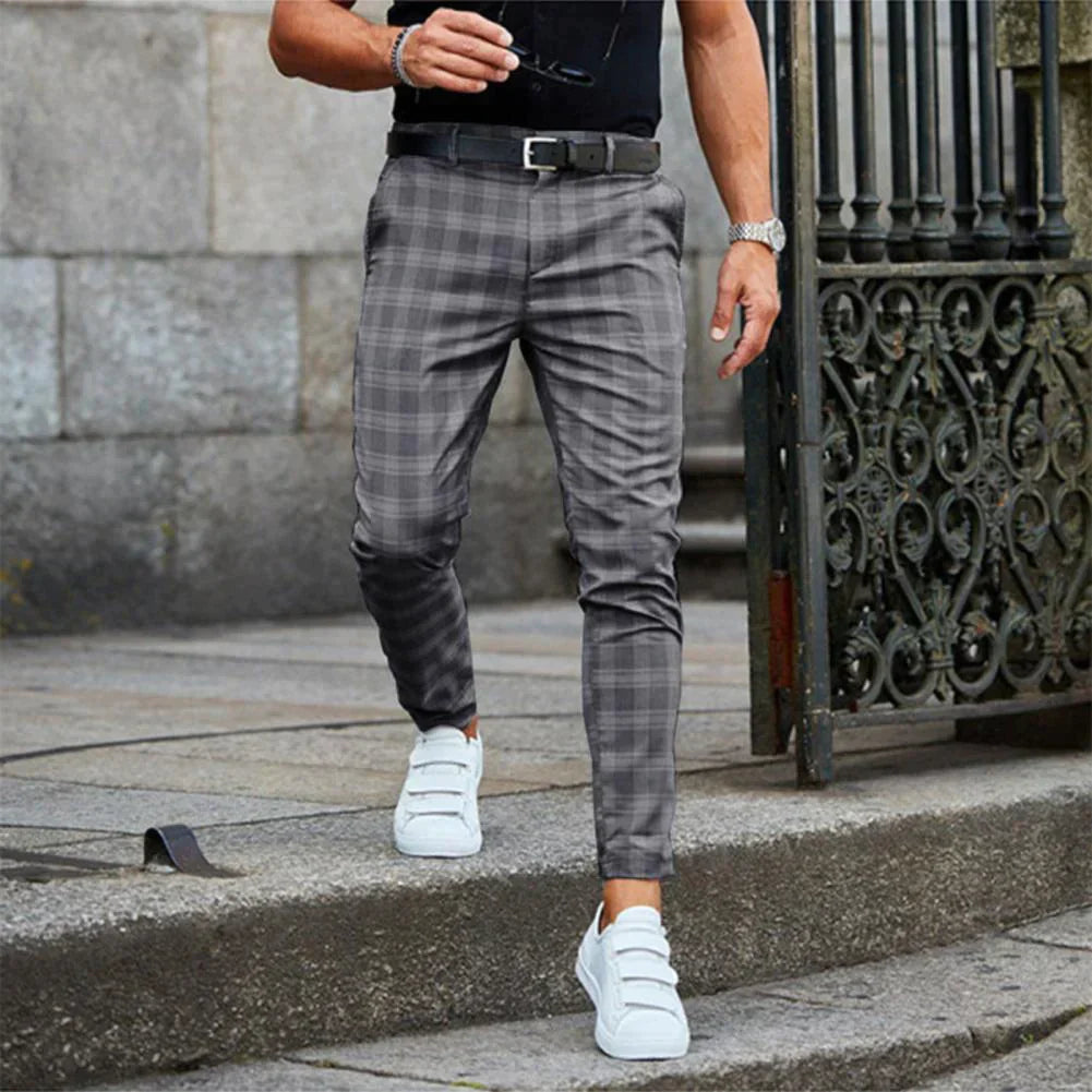 Jaxon Men's Slim Fit Trousers | Fashionable Check Pattern, Versatile Style 1
