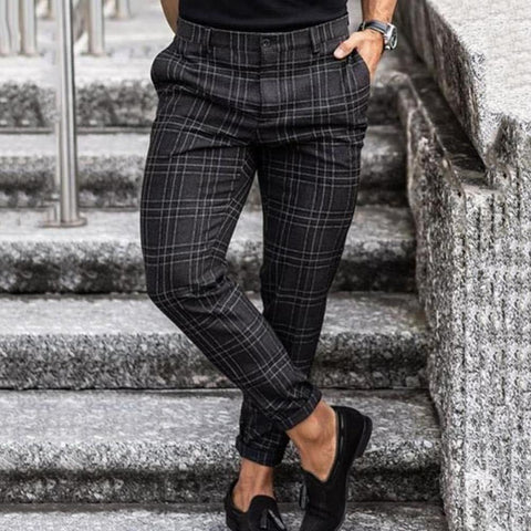 Jaxon Men's Slim Fit Trousers | Fashionable Check Pattern, Versatile Style 2