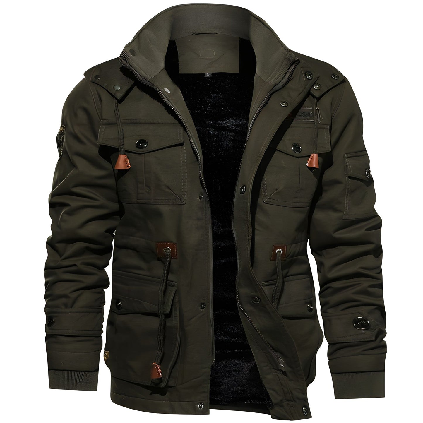 Jay Men's Military Jacket | Warm Fleece-Lined, Multiple Pockets 0