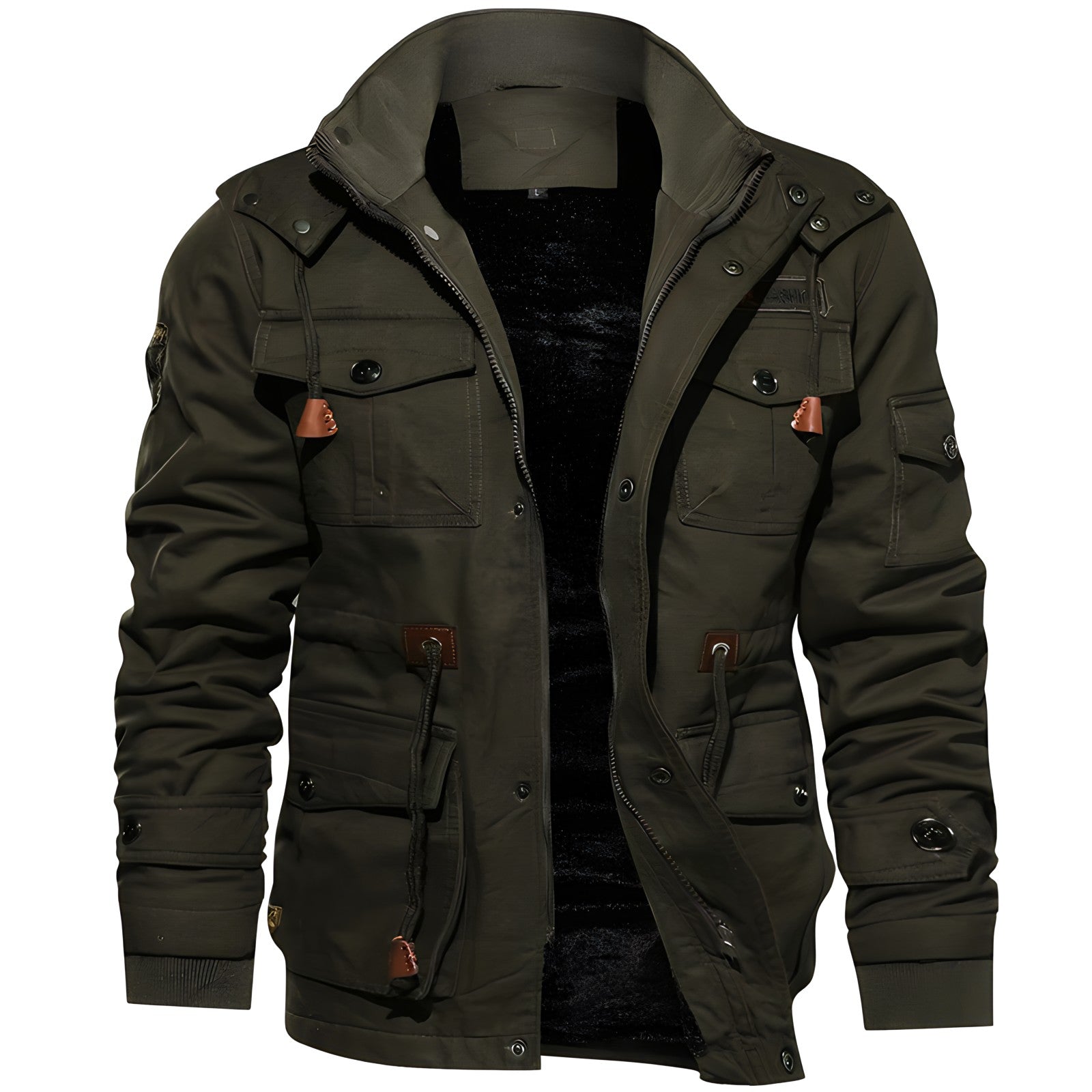 Jay Men's Military Jacket | Warm Fleece-Lined, Multiple Pockets 0