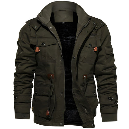 Jay Men's Military Jacket | Warm Fleece-Lined, Multiple Pockets 0