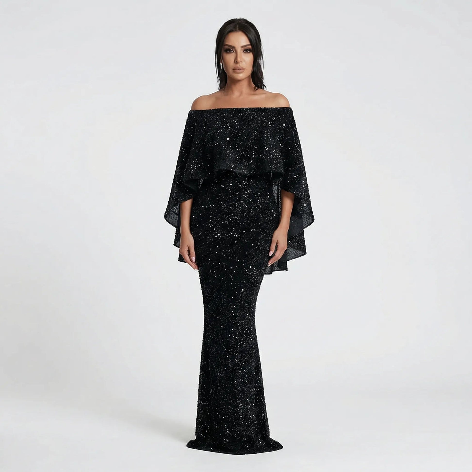 Jolie Women's Black Maxi Dress | Off-the-Shoulder A-Line, Plus Size Available 0