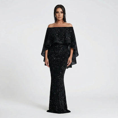 Jolie Women's Black Maxi Dress | Off-the-Shoulder A-Line, Plus Size Available 0