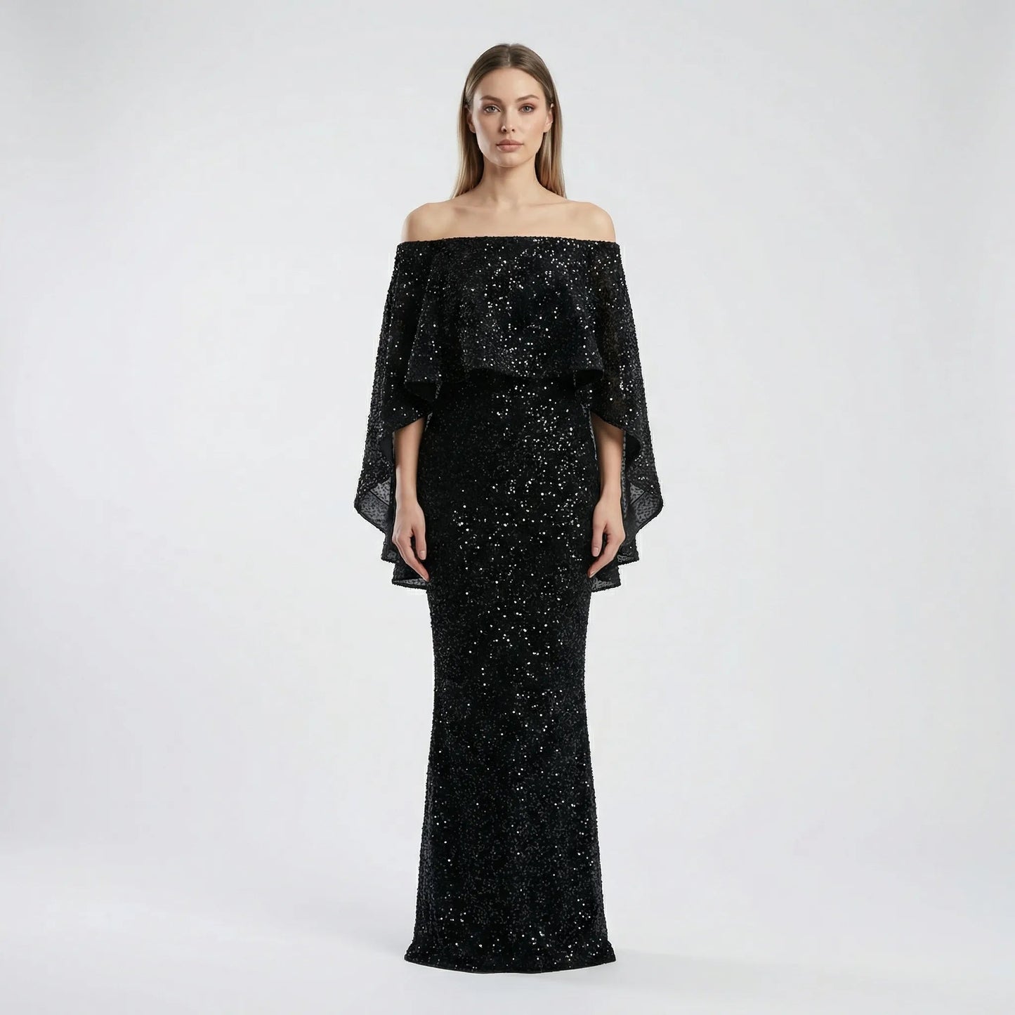 Jolie Women's Black Maxi Dress | Off-the-Shoulder A-Line, Plus Size Available 2