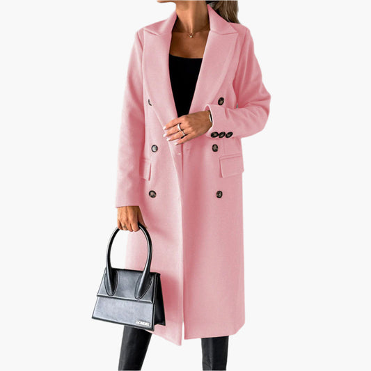 Kara Women's Double Breasted Coat | Premium Fabric, Timeless Elegance 0