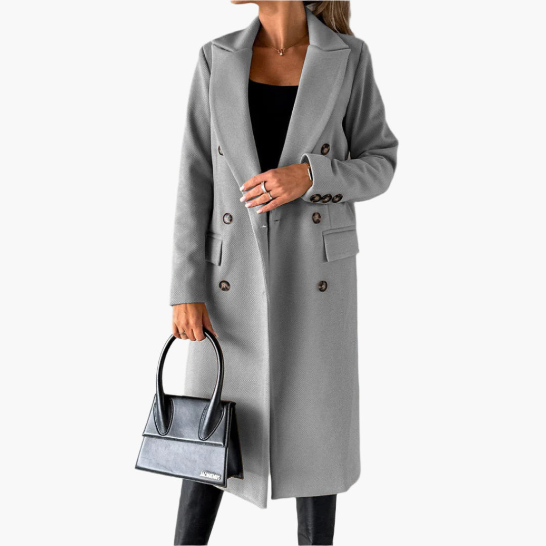 Kara Women's Double Breasted Coat | Premium Fabric, Timeless Elegance 2