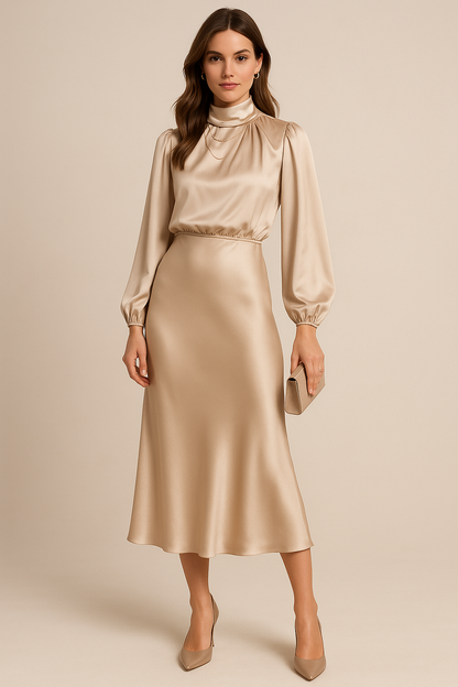 Kara Women's Midi Dress | Cotton Blend, Elegant Summer Style 0