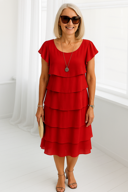 Kara Women's Midi Dress | Layered Skirt, Elegant Summer Style 0
