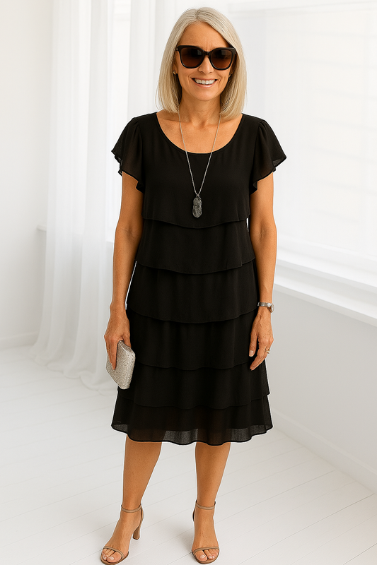 Kara Women's Midi Dress | Layered Skirt, Elegant Summer Style 1