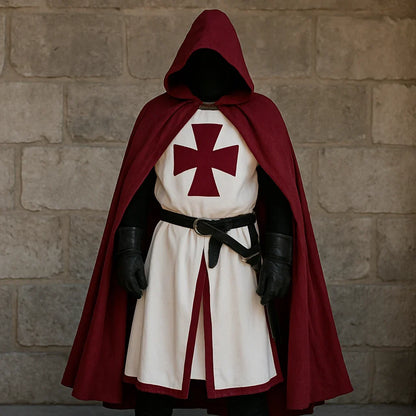 Kellan Men's Tunic | Polycotton Red Templar Design 1