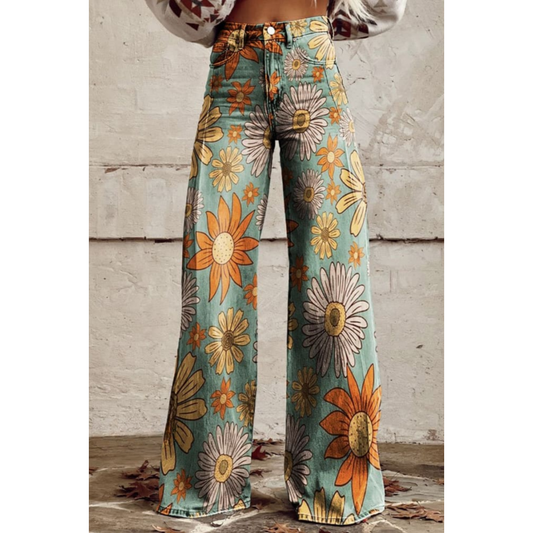 Kendra Women's Wide Leg Pants | Floral Print, Casual Style 0