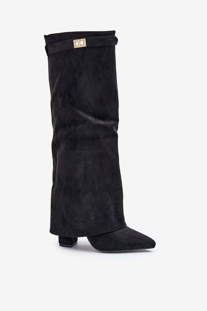 Kiara Women's Black Knee High Boots | Suede, Block Heel 2