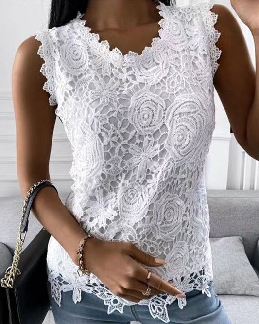 Lana Women's Lace Tank Top | Elegant Sleeveless Design, Versatile Style 0