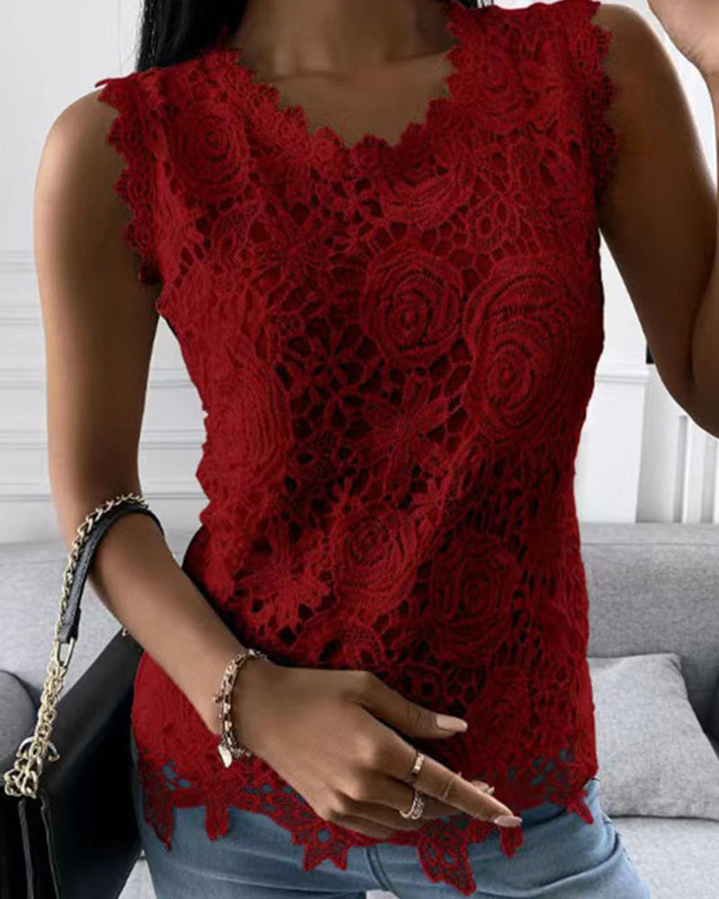 Lana Women's Lace Tank Top | Elegant Sleeveless Design, Versatile Style 3