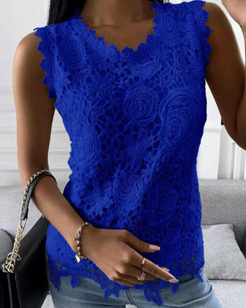 Lana Women's Lace Tank Top | Elegant Sleeveless Design, Versatile Style 4