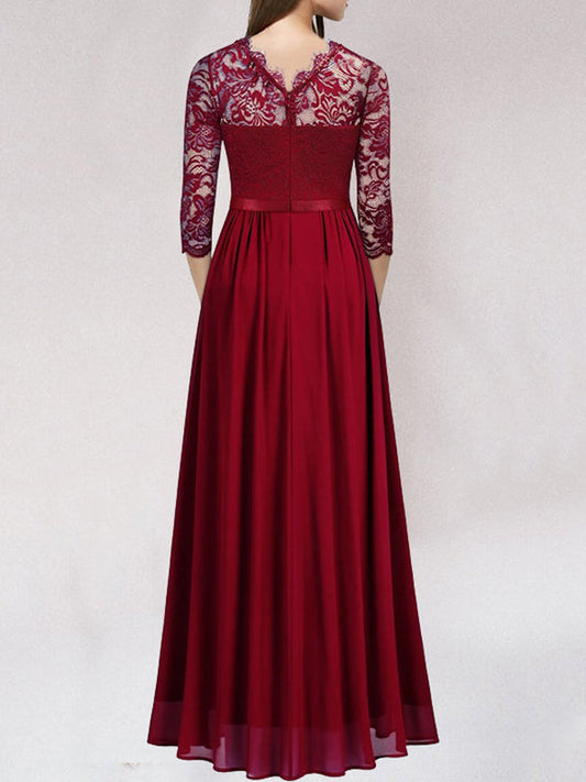 Lara Elegant Bridesmaid Dress | Flowing Lace, Long Sleeve 1