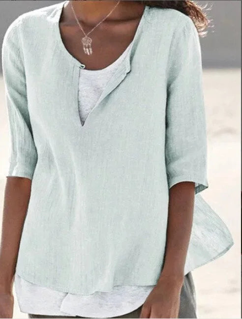 Lara Women's Blouse | Layered Design, Chic Summer Top 1