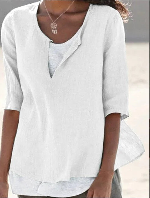 Lara Women's Blouse | Layered Design, Chic Summer Top 2
