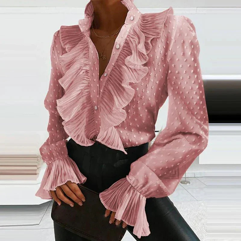 Lara Women's Blouse | Long Sleeve Ruffle Design, Elegant Fit 1
