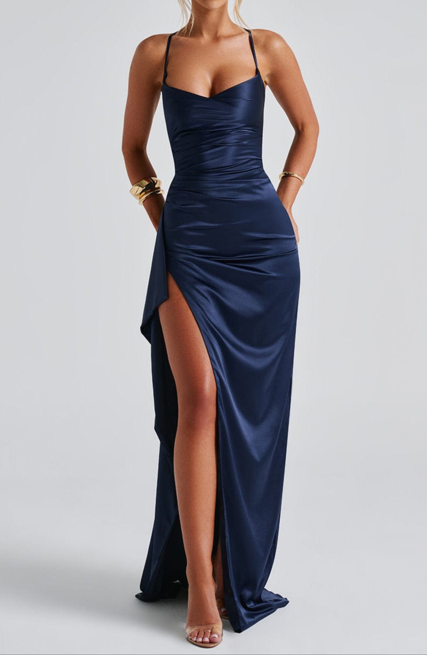 Lara Women's Maxi Dress | Elegant Strappy High Slit Design for Summer Events 4