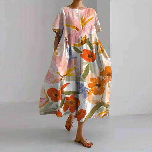 Lara Women's Summer Dress | Watercolor Floral, Versatile Style 0