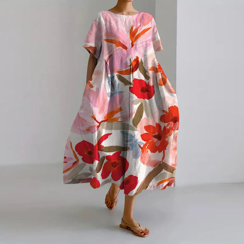 Lara Women's Summer Dress | Watercolor Floral, Versatile Style 2