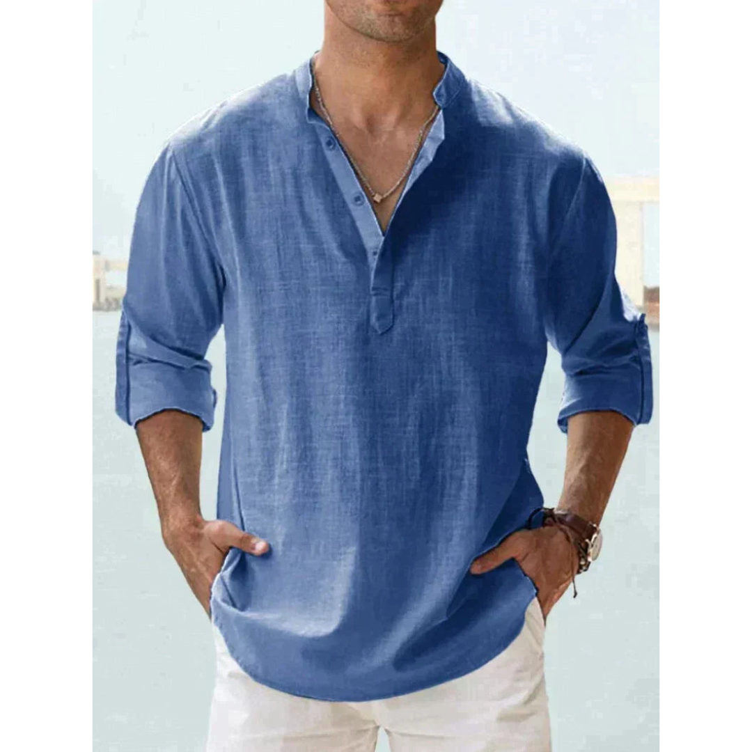 Liam Men's Half Button Shirt | Lightweight, Long Sleeve 0