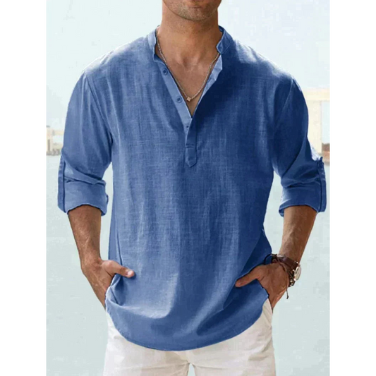 Liam Men's Half Button Shirt | Lightweight, Long Sleeve 0