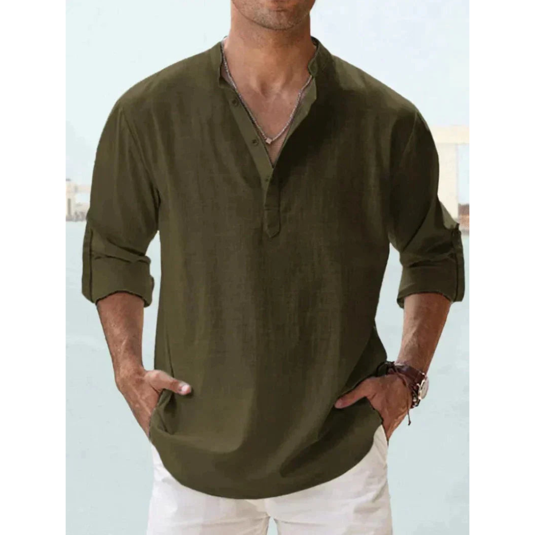 Liam Men's Half Button Shirt | Lightweight, Long Sleeve 10
