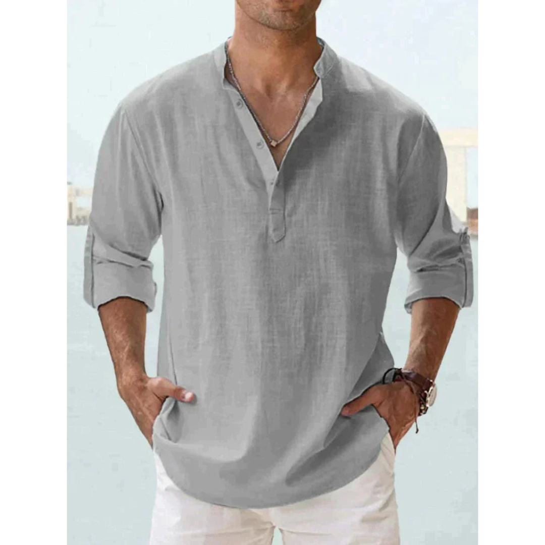 Liam Men's Half Button Shirt | Lightweight, Long Sleeve 2