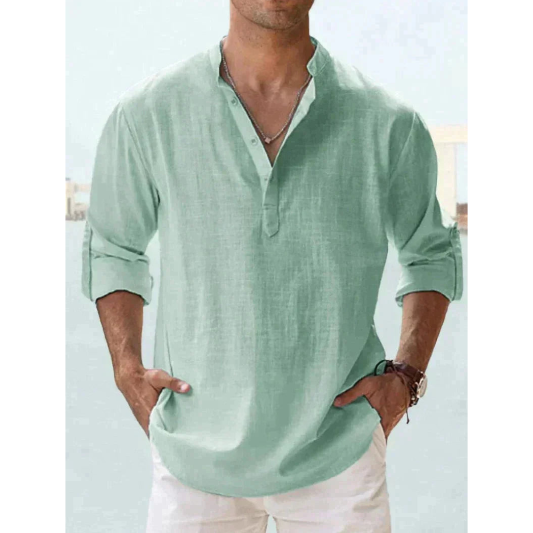 Liam Men's Half Button Shirt | Lightweight, Long Sleeve 3