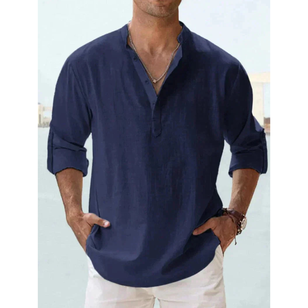 Liam Men's Half Button Shirt | Lightweight, Long Sleeve 4