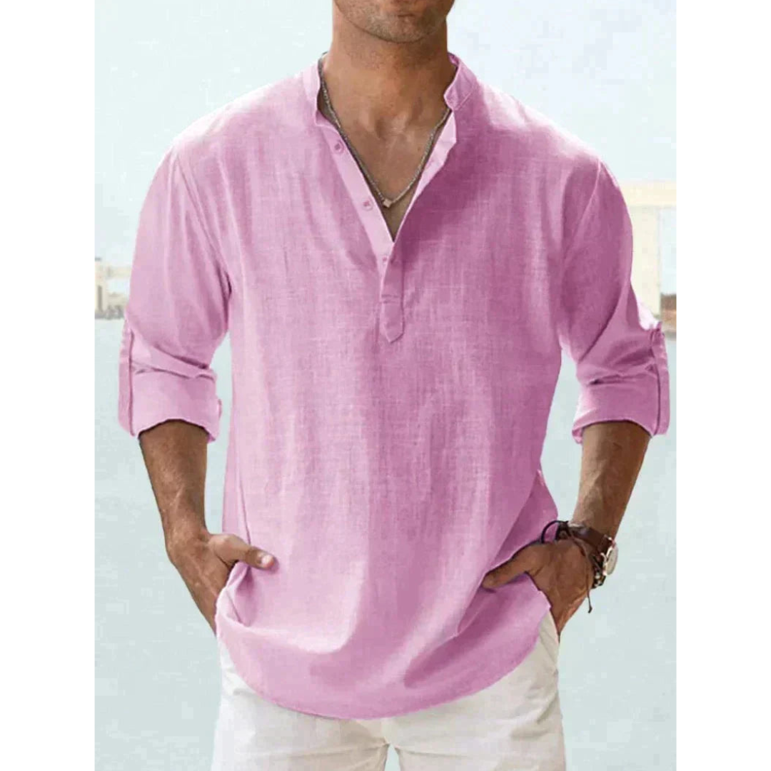 Liam Men's Half Button Shirt | Lightweight, Long Sleeve 5