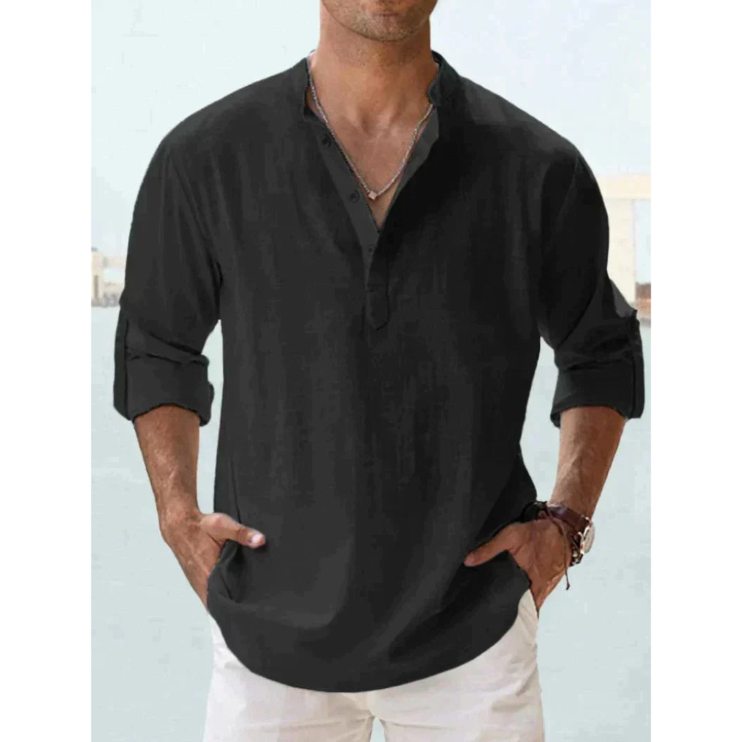 Liam Men's Half Button Shirt | Lightweight, Long Sleeve 6